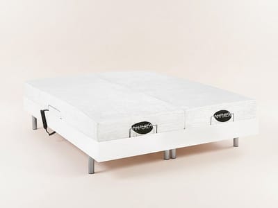Vente-unique Bed met elektrische lattenbodem hout wit 2 x 70