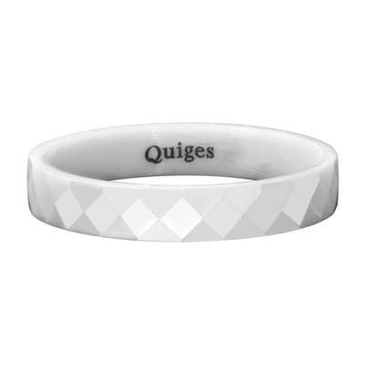 Quiges Stapelring Dames - Vulring Facet - Keramiek Wit - Maat 19 - Hoogte 4mm