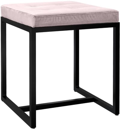 CLP Barci kruk met bekleding en zwart ijzeren frame Fluweel/licht grijs