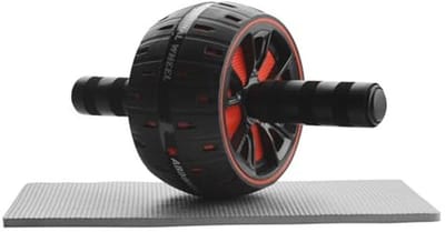 Buikroller Ab Wheel - Buiktrainer Fitnesswiel - Core Training - Brede Wiel Stabiliteit - Max 150 kg - Zwart Rood