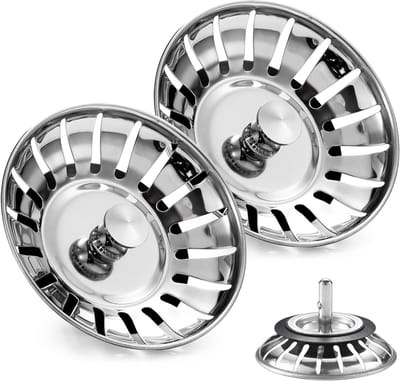Set van 2 RVS Afvoerfilters voor Keuken - 82 mm Diameter - Vaatwasserbestendig, Haarvanger en Voedselrestenfilter