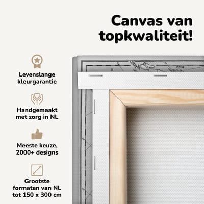 Canvas schilderij 80x60 cm - Wanddecoratie Klassieke wereldkaart zwart wit - Muurdecoratie woonkamer - Slaapkamer decoratie - Kamer accessoires - Schilderijen op canvas