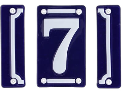 Best for Boots huisnummer 7 - met sierrand - Oudhollands - emaille - blauw/wit