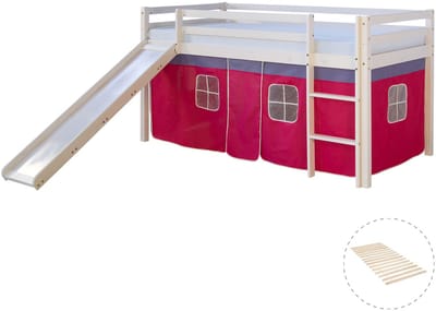 Homestyle4u Hoogslaper - 90x200cm - Roze - met lattenbodem
