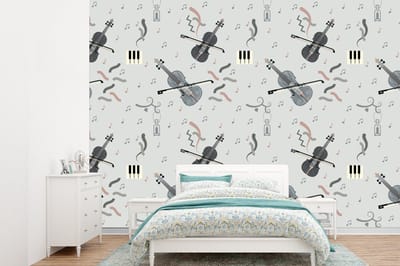 Behang - Fotobehang Patroon - Muziek - Viool - Breedte 360 cm x hoogte 260 cm