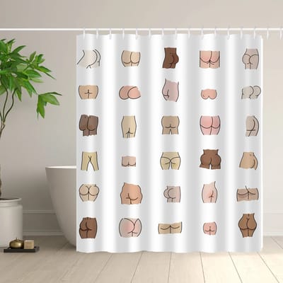 Floraweg Douchegordijn,Shower Curtain,badgordijn,badkamergordijn,Heuplijn patroon,topkwaliteit - digitale printen -Anti Schimmel - Inclusief 12 ringen -met 12 stuks douchegordijnhaken – Waterdicht -Wasbaar- Polyester - 180x200 cm
