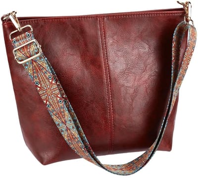 Dailygoods - Schoudertassen van veganistisch bruin PU-leer voor dames, elegante hobo-schoudertas met verstelbare brede ritssluiting voor gitaartas, emmertas, werk, winkelen, reizen, dagelijks leven