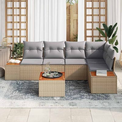 vidaXL - Tuinbank - Set - 5 - st - 5-Aantal - zitplaatsen - beige - en - lichtgrijs