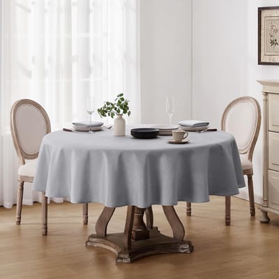 Unyqoos ® Tafelkleed in Linnenlook: Waterafstotend, Grijs, 120 cm Diameter, Perfect voor Diverse Gelegenheden