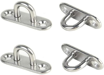 longziming -Roestvrijstalen Oogplaat - 5 mm Montageplaat - Bevestigingshaak voor Muur - Voor Hangmatten, Schaduwzeilen en Decoratieve Touwen - Set van 4 Stuks