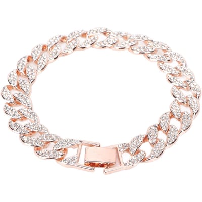 10 Inch Cubaanse Schakelketting Mode Lange Kleurbehoud Baksteen Hip Hop Armband Roségoud rosé gouden kleur