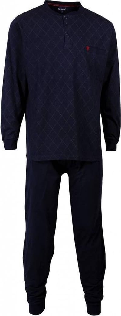 Paul Hopkins Heren Pyjama - Lange mouwen - Polo Sluiting - Blauw - Maat S