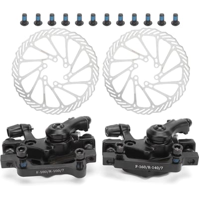 TOOPRE Jeu d'étriers de frein à disque avant arrière Force de freinage puissante Universel pour vélo de montagne Vélo white