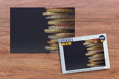 Puzzel Geldmunten van de Europese economie op een stapel - Legpuzzel - Puzzel 500 stukjes