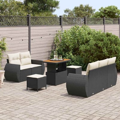vidaXL - Tuinbank - Set - 8 - st - 5-Aantal - zitplaatsen - Zwart - en - Crème