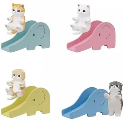 Op Voorraad Mofusand Samenyan Kat Olifant Glijbaan Serie Blind Box Kat Actiefiguur Speelgoed Kawaii Bureau Decoratie Verrassing gray