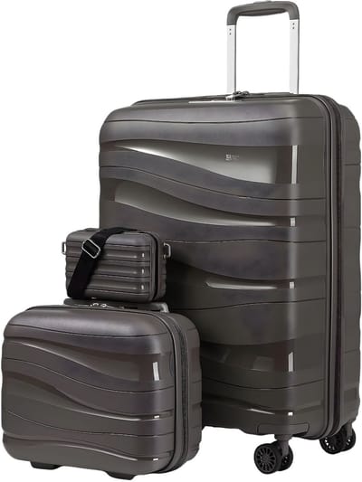 Handbagageset – Voor reizen en weekendtrips – Hardside met spinnerwielen en TSA-slot – Bruin, PP-materiaal (bijv. 55 cm, 40 cm, 35 cm)