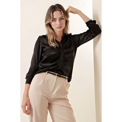 Satin Knopshirt met Voering