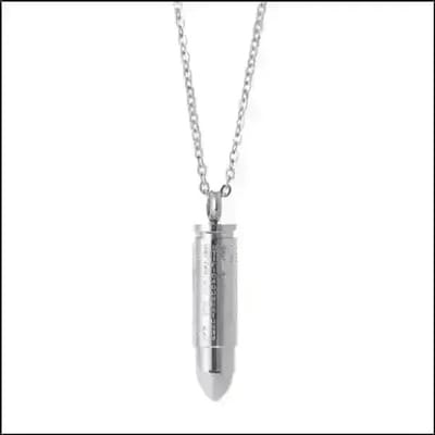 Aramat Jewels | Gedenkhangers | Ashanger Bullet Kogel RVS – Meerdere Kleuren & Modellen Stoer Gedenksieraad | Bijbeltekst/Zilverkleur-5x1cm | |15mm | Staal | Volwassenen | Verkleurd niet