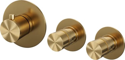 Brauer Gold Edition inbouwthermostaat en 2 stopkranen met in- en afbouwdelen goud geborsteld PVD
