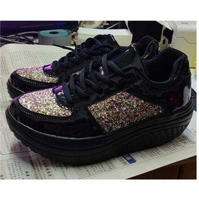 Gekleurde Diamant Pailletten Spiegel Rocking Schoenen Damesschoenen Koreaanse Stijl Student Casual Sneakers Kleurrijke Modieuze Enkelschoenen Grote Maat 42 gray