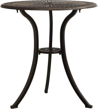 Tuintafel Brons - Balkontafel Terrastafel - Buiten Ontspannen - Gegoten Aluminium Robuust - 62x62x65 cm - Brons