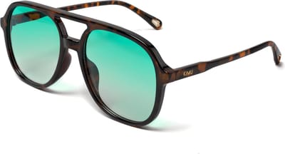 KIMU® Motor Pilotenbril Rond - Tortoise Montuur Kunststof - Groene Glazen - Zonnebril Bril Influencer Motorbril Retro Heren Dames Mint Groen Festival