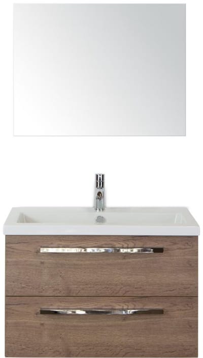 Seville Badmeubelset 80 cm - Tabacco - Keramische Wastafel Wit Djazz met Spiegel