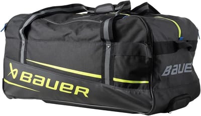 Sporttas met Wielen - Reistas Hockey - Sportuitrusting Vervoeren - Versterkte Bodem - Medium 32" - Zwart Neon
