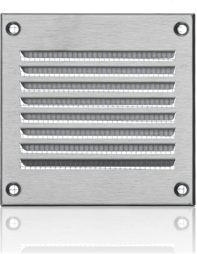 Ventilatierooster RVS 100x100mm met Muggengaas voor Buitenmuur