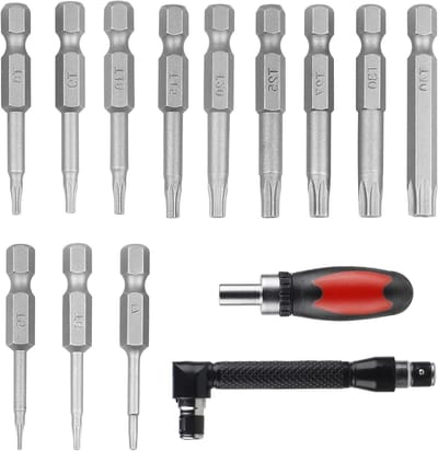 Complete Torx Schroevendraaierset met 13 Lange Bits van 50 mm, Geschikt voor T5 tot T40, Ideaal voor Precisiewerk en Elektronica