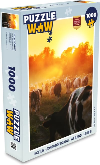 Puzzel Koeien - Zonsondergang - Weiland - Dieren - Legpuzzel - Puzzel 1000 stukjes volwassenen