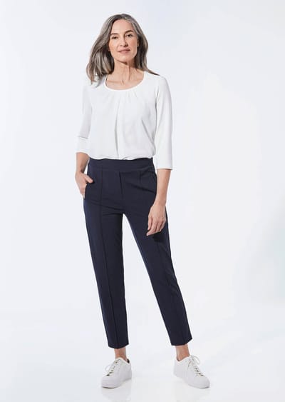 Wijde broek SARA van viscose-jersey - marine - Gr. 38 van Goldner Fashion
