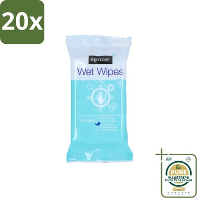 20 x Sence - Vochtige Doekjes - Hersluitbare Verpakking - 15 Doekjes - Grootverpakking - Vochtige Doekjes - Handdoek - Gezichtsdoek - Reinigingsdoek - Handdoek Voor Gezicht