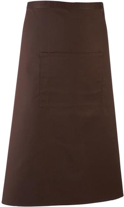 Restaurant schort lang Bruin I PR158 11 kleuren | Bar Apron Twillweefsel: soepel en sterk. Middenzak met plaats voor een pen. Verkrijgbaar in 11 kleuren I Horeca kleding