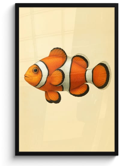 Poster in lijst - Fotolijst 60x90 cm - Posters - Vis - Oranje - Strepen - Posterlijst zwart - Decoratie - Wanddecoratie woonkamer - Muurdecoratie slaapkamer