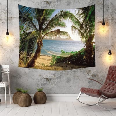Kokospalmen Hangmat Wandtapijt - Natuurlijk Landschap Wanddecoratie 150 x 130 cm