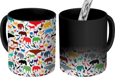 Magische Mok - Foto op Warmte Mokken - Koffiemok - Regenboog - Dieren - Patronen - Kinderen - Magic Mok - Beker - 350 ML - Theemok