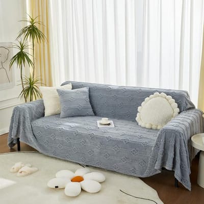 Moderne Jacquard Fluweel Sofahoes Deksel 2 3 Zits Pluche Warm Stoel Bank Meubels Beschermhoes Sofa Handdoek Voor Kinderen Honden Oranje 180x130cm grijs