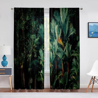 Tropische Jungle Cartoon Dieren Thema Doorzichtig Voile Gordijnen voor Woonkamer Slaapkamer Keuken Raam Decoratie Raam Tule Gordijnen 1 PCS W100XH250cm&Grommet Top