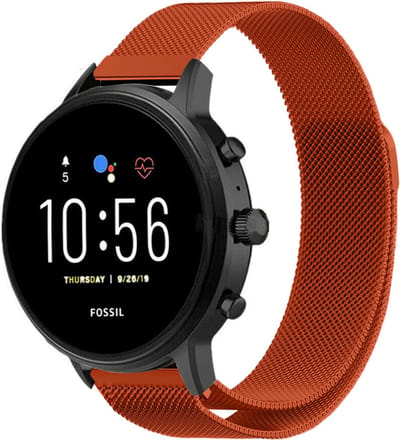 Strap-it Milanees smartwatch bandje - geschikt voor Fossil Gen 5 / Gen 5e 44mm / Gen 6 44mm - oranje