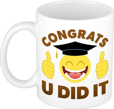 Geslaagd cadeau koffie en thee mok / drinkbeker - Congrats u did it - 300 ml - afgestudeerd kado