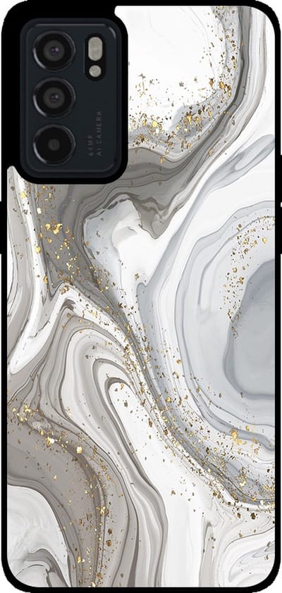 Smartphonica Telefoonhoesje Geschikt voor Oppo Reno6 5G met marmer opdruk - TPU backcover case marble design - Zilver geschikt voor Oppo Reno6 5G