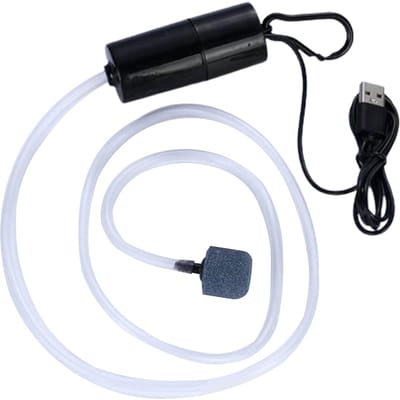 Pompe à air pour aquarium Ménage Silencieuse Mini Pompe à oxygène USB Pêche en extérieur Pompes d'aquarium Noir noir