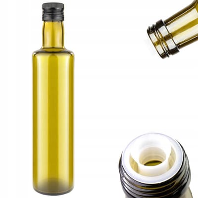 DORICA Olij Folie Fles 500ml met Doseerdop - Donkergroen Glas
