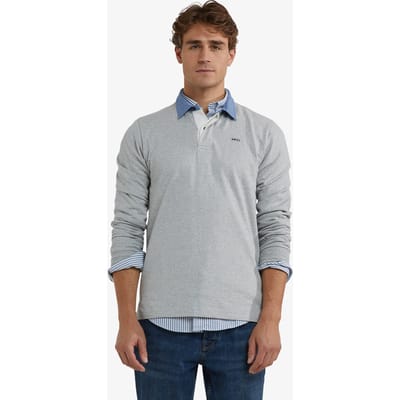 McGregor Solid Rugby Medium Grey Melange Size: S | Long-Sleeved T-Shirts Outlet | Heren | Grijs