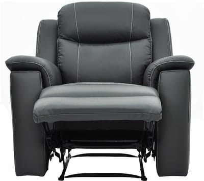 Vente-unique Driezits, tweezits relaxbank en relaxfauteuil EVASION van leer - grijs