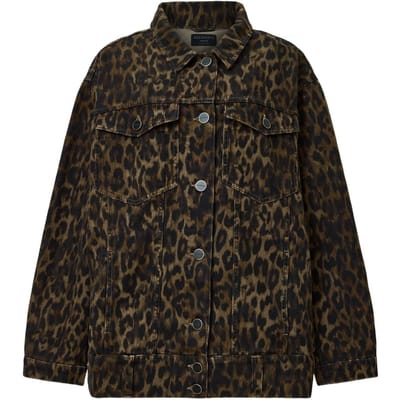 AllSaints Willow Denim Jacket Leppo Brown size XS | Denim Jackets Outlet | Women | Blue
