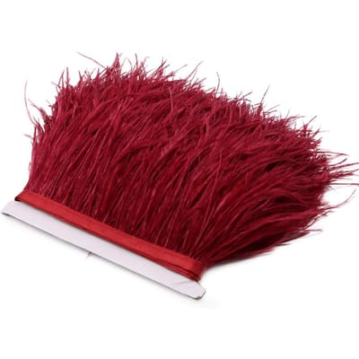 1 meter 8-10cm Echte Struisvogelveer Rand Kantlint Lange Struisvogelveer Randen Franje voor Kleding Naaibenodigdheden 8-10CM 1M bordeaux