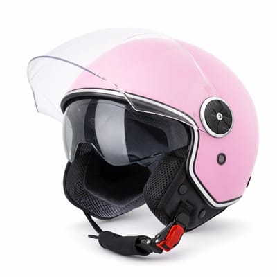VINZ Tobia Jethelm met Zonnevizier Roze - Scooterhelm voor Vrouwen - Motorhelm Dames - ECE 22.06 goedgekeurd - S
